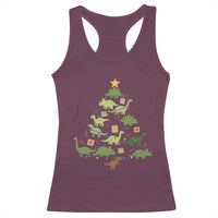 Funny Christmas Dinosaur Racerback Tank Top Dino Xmas Tree Rex Paleontologist - Wonder Print Shop