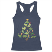 Funny Christmas Dinosaur Racerback Tank Top Dino Xmas Tree Rex Paleontologist - Wonder Print Shop