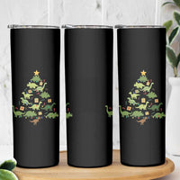 Funny Christmas Dinosaur Skinny Tumbler Dino Xmas Tree Rex Paleontologist - Wonder Print Shop