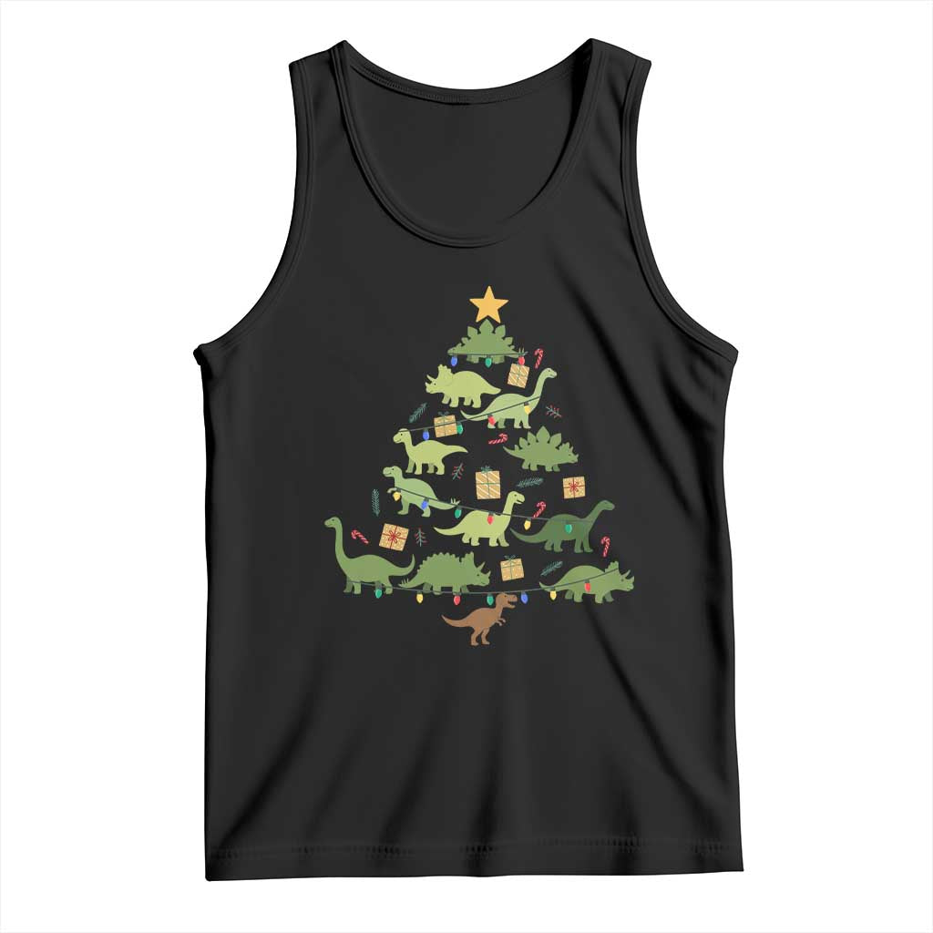 Funny Christmas Dinosaur Tank Top Dino Xmas Tree Rex Paleontologist - Wonder Print Shop