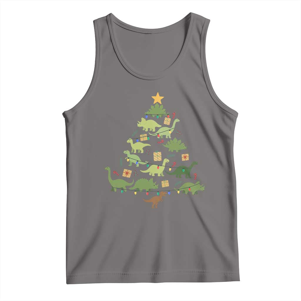 Funny Christmas Dinosaur Tank Top Dino Xmas Tree Rex Paleontologist - Wonder Print Shop