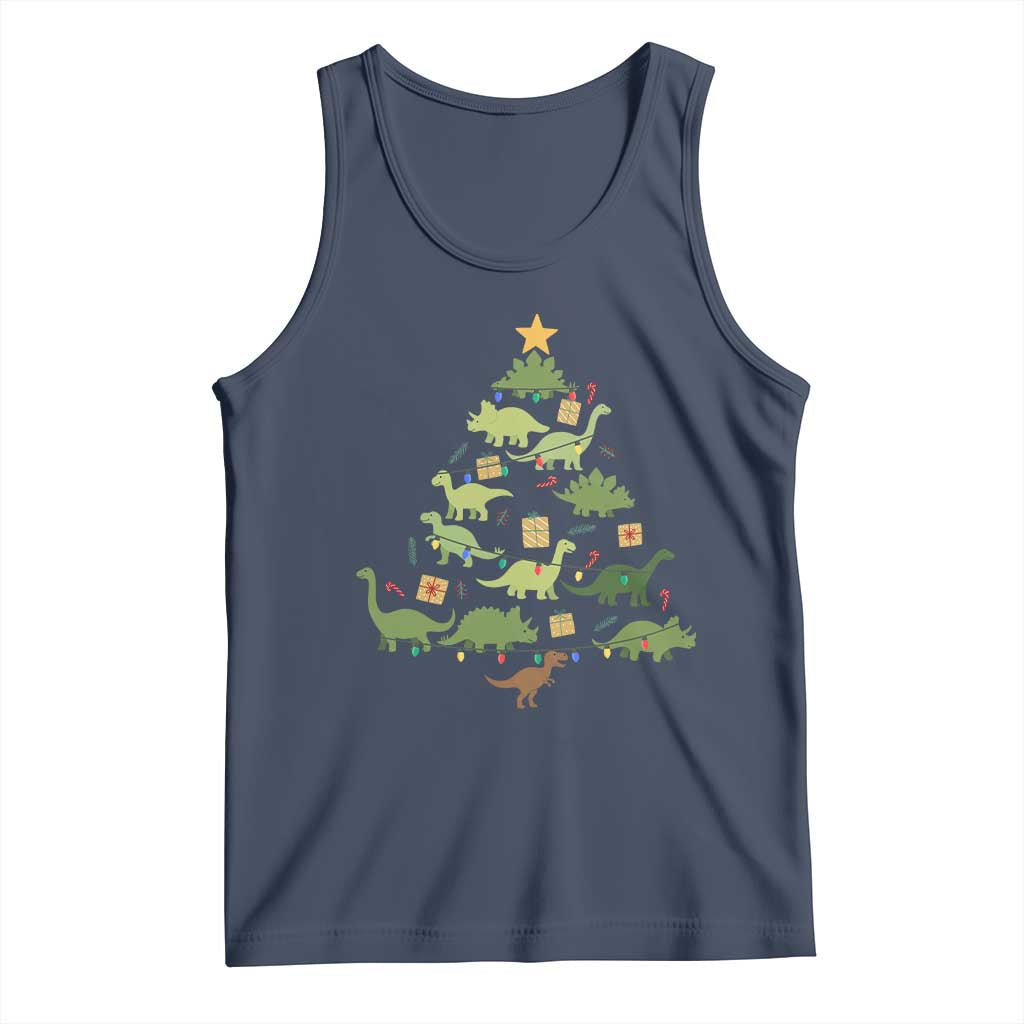 Funny Christmas Dinosaur Tank Top Dino Xmas Tree Rex Paleontologist - Wonder Print Shop