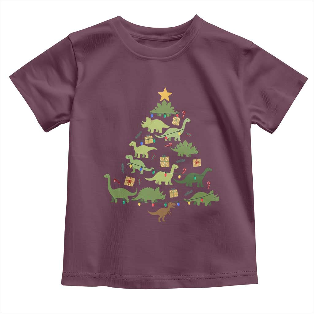 Funny Christmas Dinosaur Toddler T Shirt Dino Xmas Tree Rex Paleontologist - Wonder Print Shop