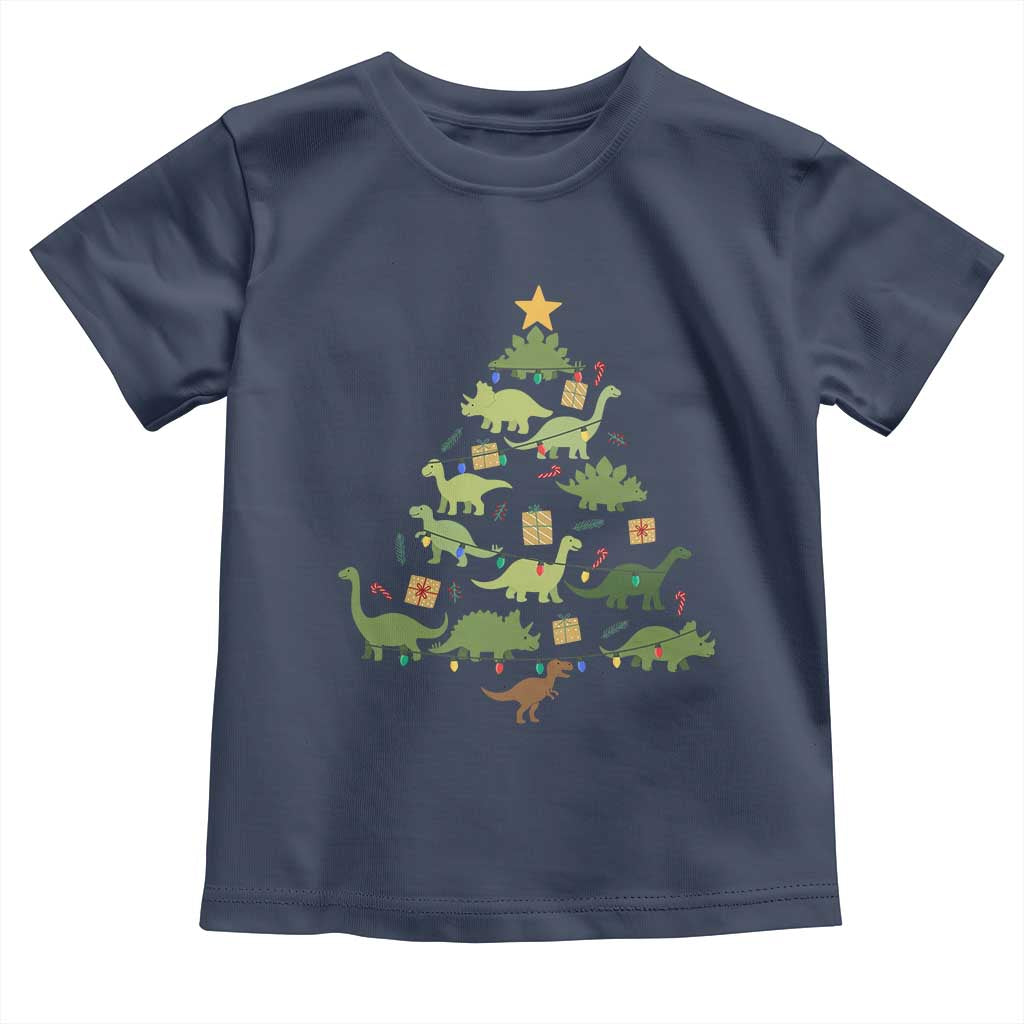 Funny Christmas Dinosaur Toddler T Shirt Dino Xmas Tree Rex Paleontologist - Wonder Print Shop