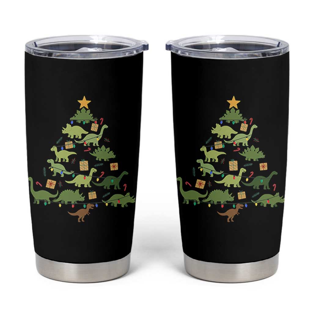 Funny Christmas Dinosaur Tumbler Cup Dino Xmas Tree Rex Paleontologist - Wonder Print Shop