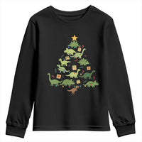Funny Christmas Dinosaur Youth Sweatshirt Dino Xmas Tree Rex Paleontologist - Wonder Print Shop
