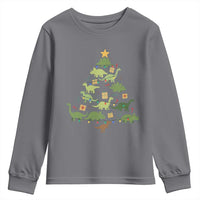 Funny Christmas Dinosaur Youth Sweatshirt Dino Xmas Tree Rex Paleontologist - Wonder Print Shop