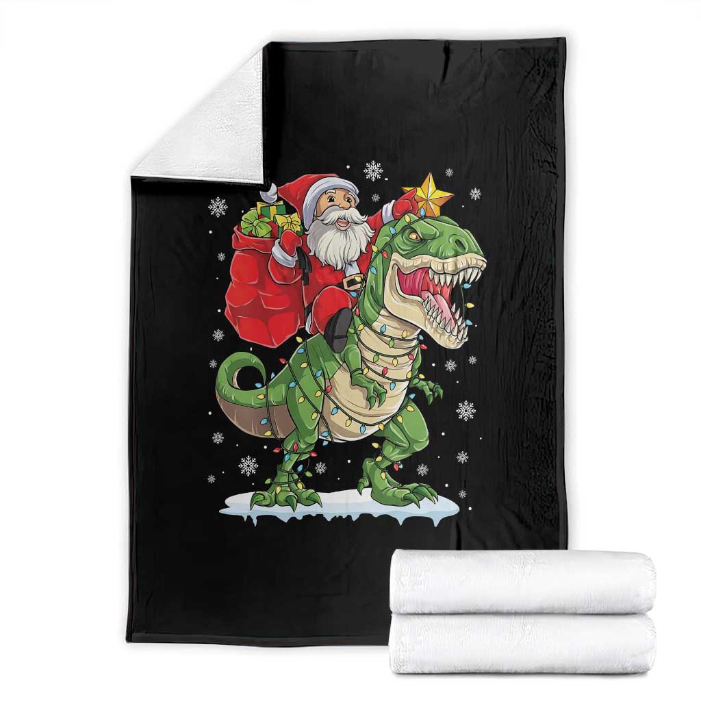 Funny Dinosaur Christmas Santa Claus Riding Dino Throw Blanket - Wonder Print Shop