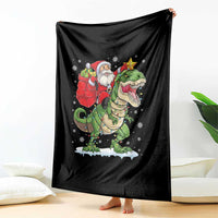 Funny Dinosaur Christmas Santa Claus Riding Dino Throw Blanket - Wonder Print Shop