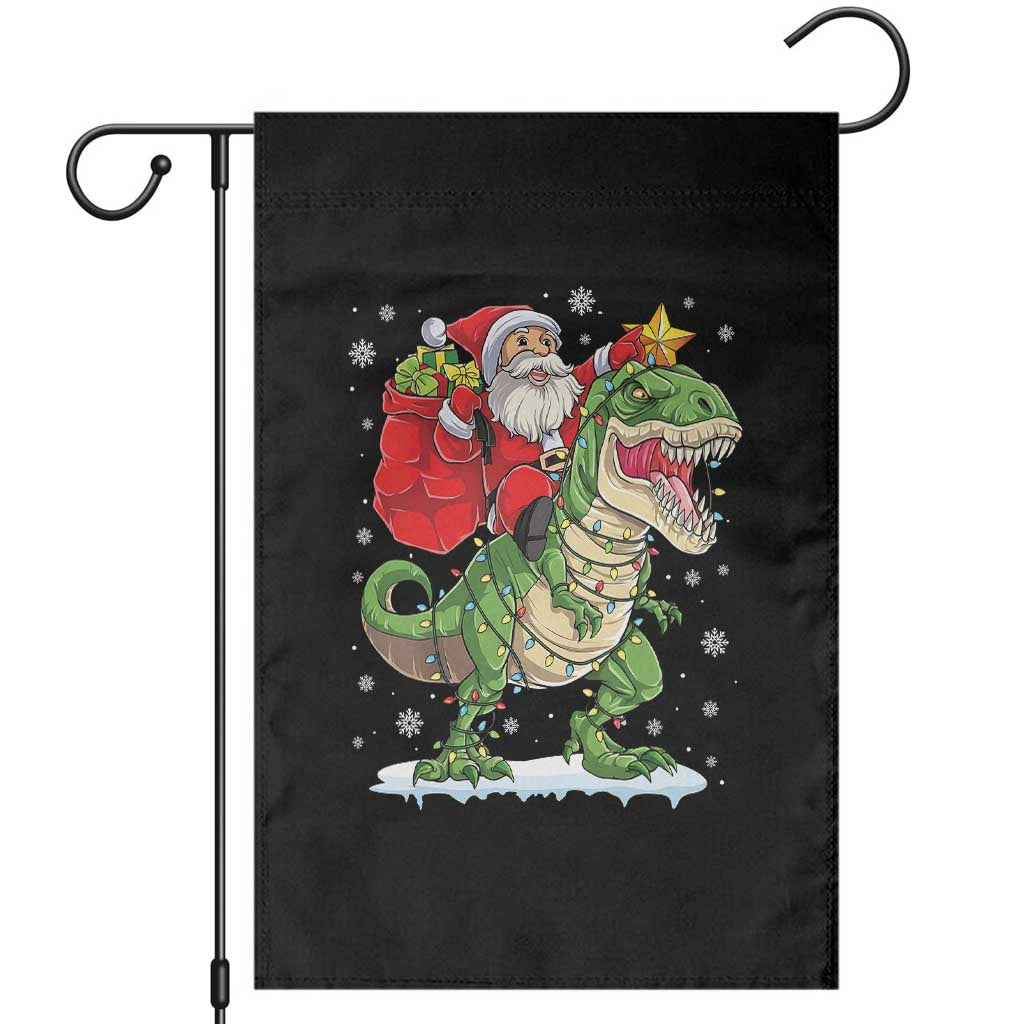 Funny Dinosaur Christmas Santa Claus Riding Dino Garden Flag - Wonder Print Shop