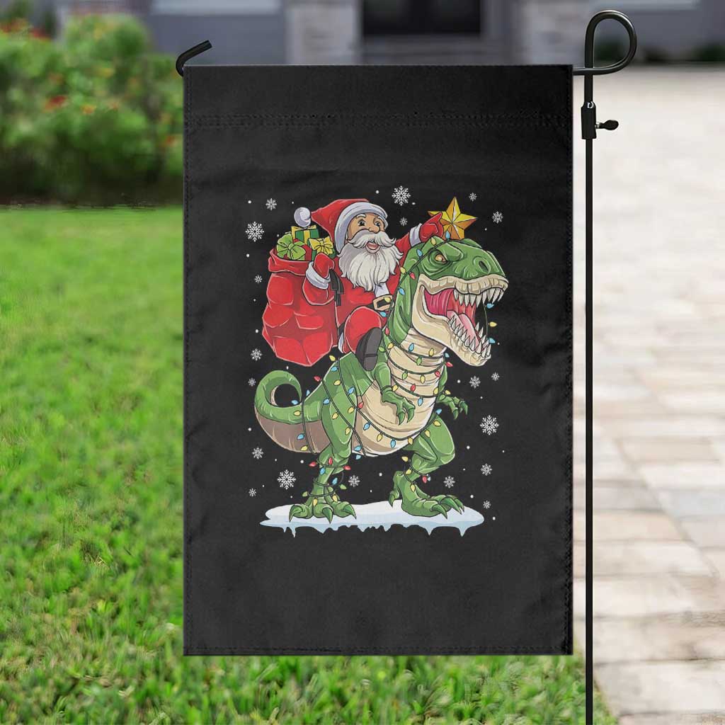 Funny Dinosaur Christmas Santa Claus Riding Dino Garden Flag - Wonder Print Shop