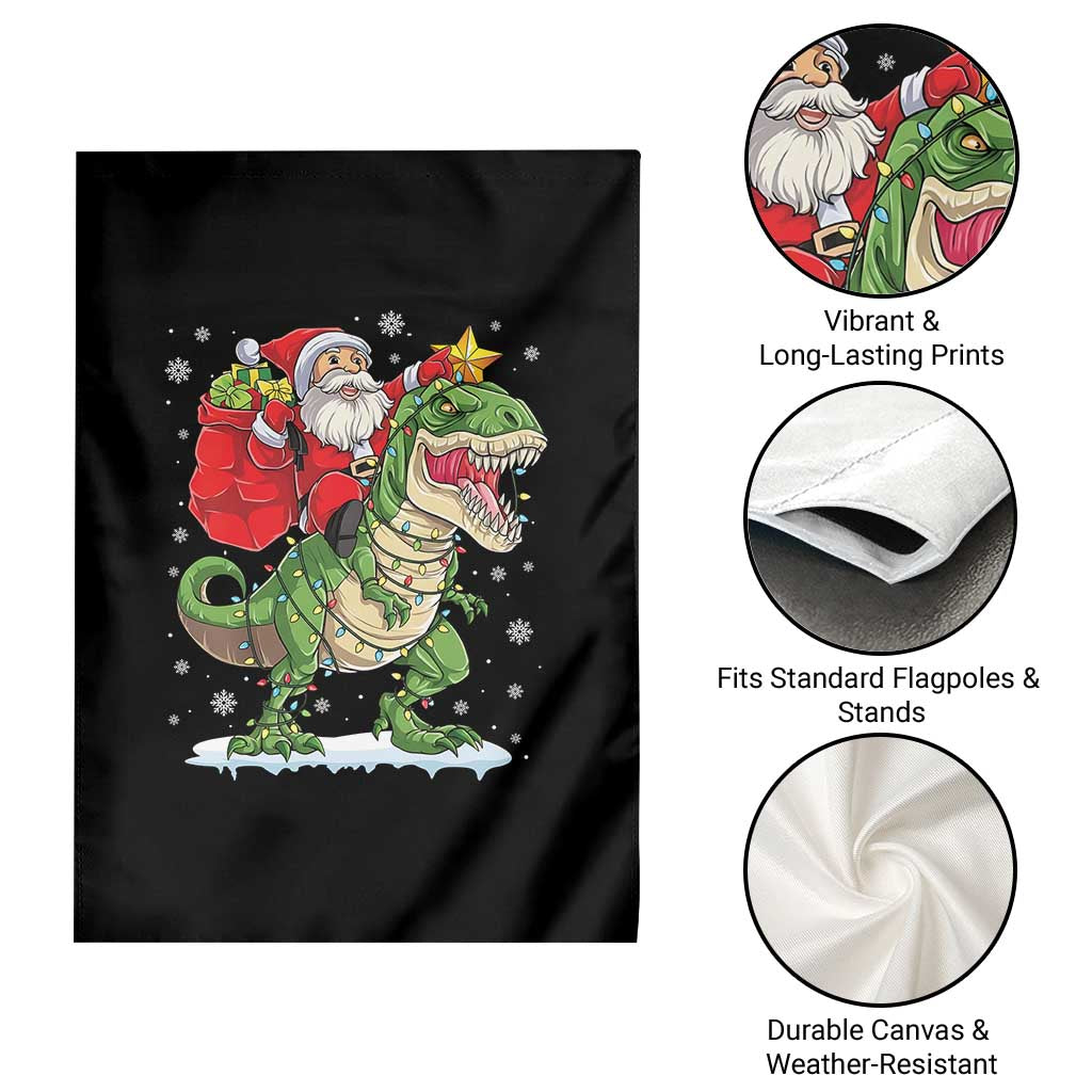 Funny Dinosaur Christmas Santa Claus Riding Dino Garden Flag - Wonder Print Shop