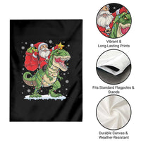Funny Dinosaur Christmas Santa Claus Riding Dino Garden Flag - Wonder Print Shop