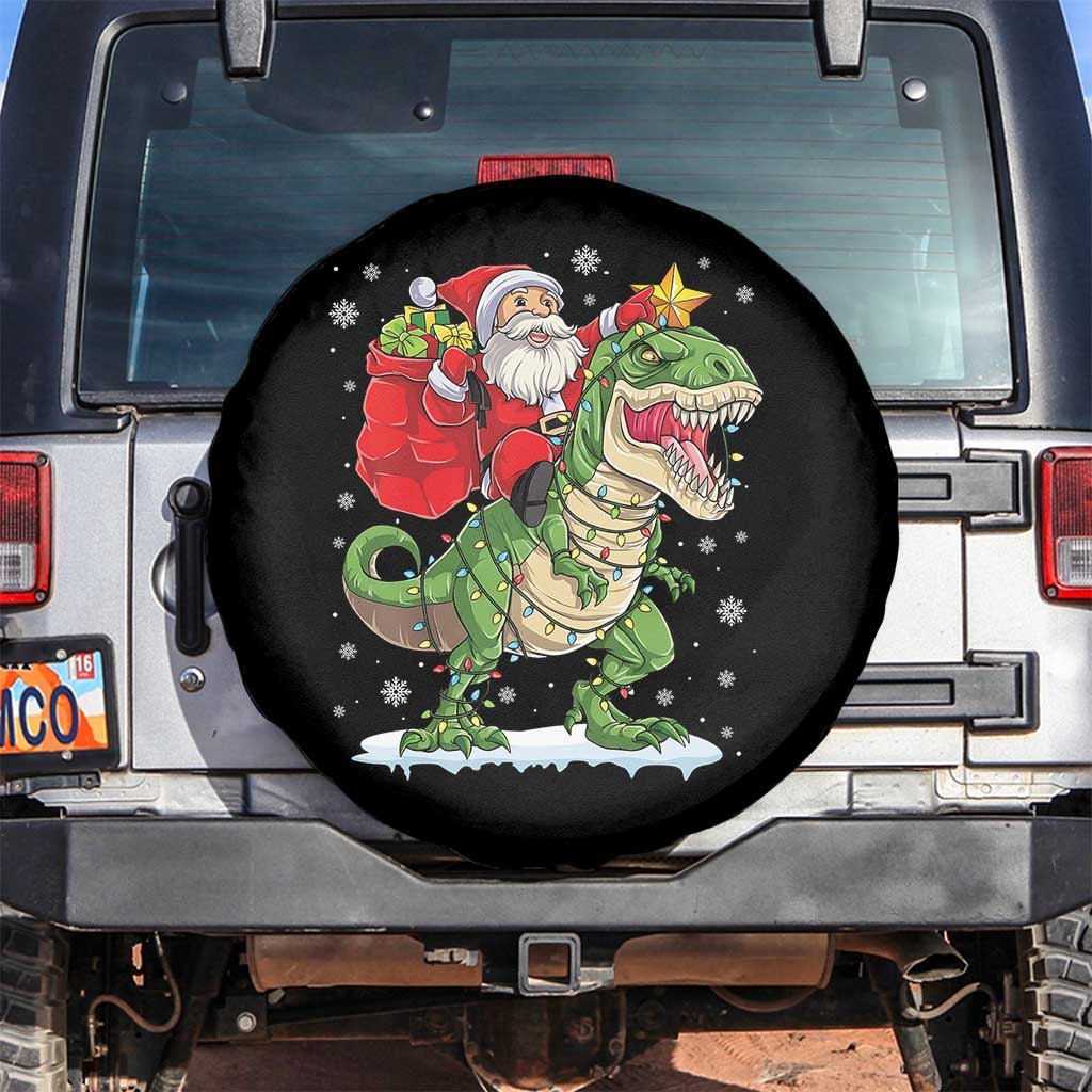 Funny Dinosaur Christmas Santa Claus Riding Dino Spare Tire Cover - Wonder Print Shop