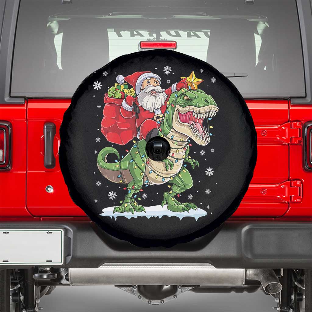 Funny Dinosaur Christmas Santa Claus Riding Dino Spare Tire Cover - Wonder Print Shop
