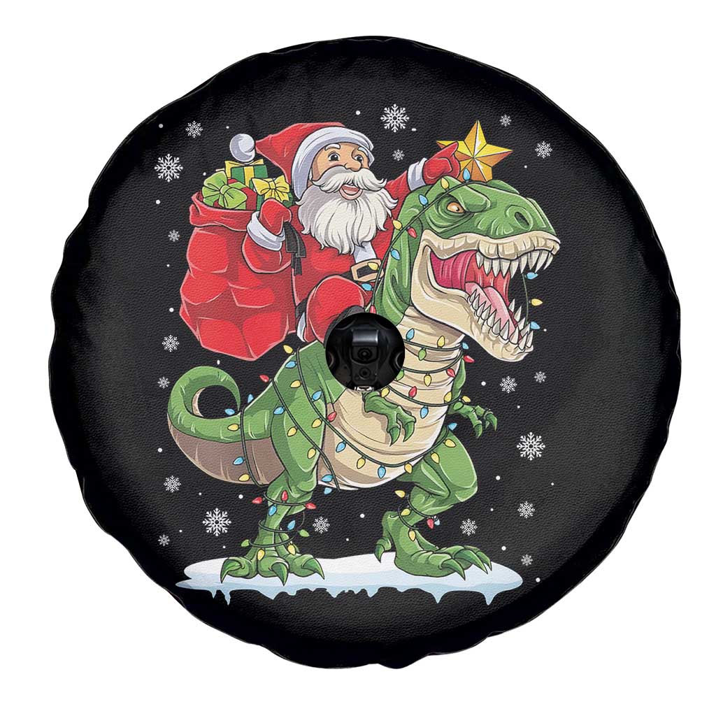 Funny Dinosaur Christmas Santa Claus Riding Dino Spare Tire Cover - Wonder Print Shop