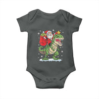 Funny Dinosaur Christmas Santa Claus Riding Dino Baby Onesie - Wonder Print Shop