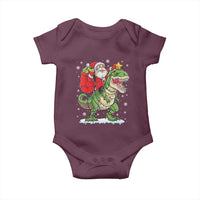 Funny Dinosaur Christmas Santa Claus Riding Dino Baby Onesie - Wonder Print Shop