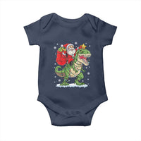 Funny Dinosaur Christmas Santa Claus Riding Dino Baby Onesie - Wonder Print Shop