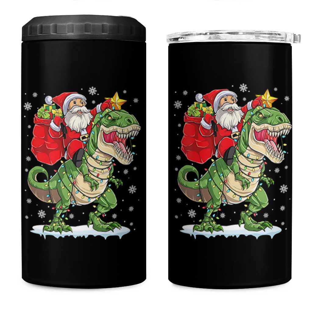 Funny Dinosaur Christmas Santa Claus Riding Dino 4 in 1 Can Cooler Tumbler - Wonder Print Shop