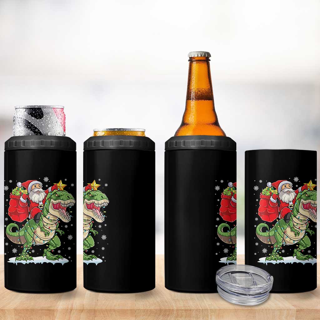 Funny Dinosaur Christmas Santa Claus Riding Dino 4 in 1 Can Cooler Tumbler - Wonder Print Shop