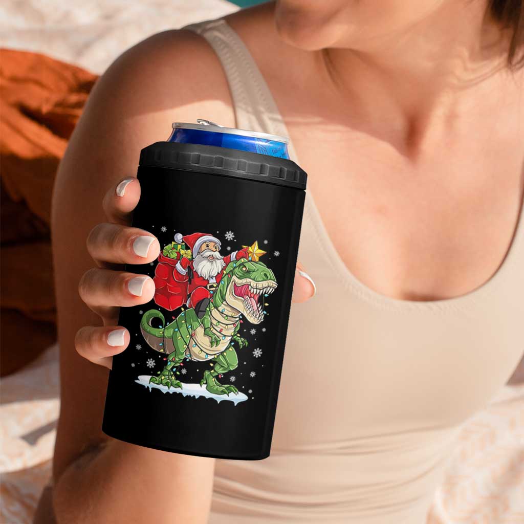 Funny Dinosaur Christmas Santa Claus Riding Dino 4 in 1 Can Cooler Tumbler - Wonder Print Shop
