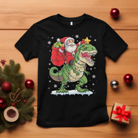 Funny Dinosaur Christmas Santa Claus Riding Dino T Shirt - Wonder Print Shop