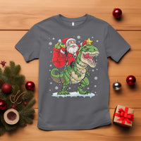 Funny Dinosaur Christmas Santa Claus Riding Dino T Shirt - Wonder Print Shop