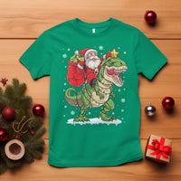 Funny Dinosaur Christmas Santa Claus Riding Dino T Shirt - Wonder Print Shop