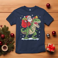 Funny Dinosaur Christmas Santa Claus Riding Dino T Shirt - Wonder Print Shop