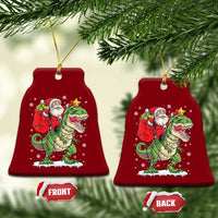 Funny Dinosaur Christmas Santa Claus Riding Dino Ceramic Ornament - Wonder Print Shop