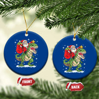 Funny Dinosaur Christmas Santa Claus Riding Dino Ceramic Ornament - Wonder Print Shop