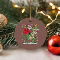 Funny Dinosaur Christmas Santa Claus Riding Dino Ceramic Ornament - Wonder Print Shop