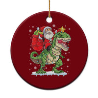 Funny Dinosaur Christmas Santa Claus Riding Dino Ceramic Ornament - Wonder Print Shop