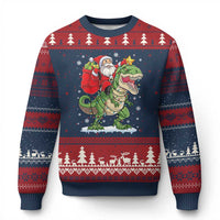 Funny Dinosaur Xmas Santa Claus Riding Dino Ugly Christmas Sweater - Wonder Print Shop