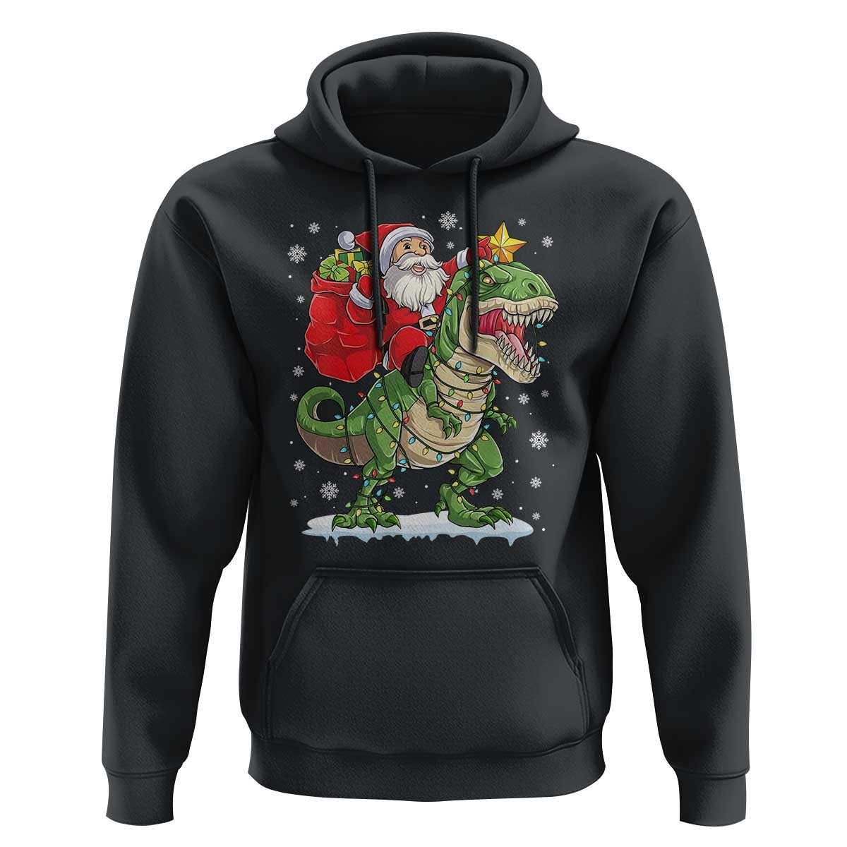 Funny Dinosaur Christmas Santa Claus Riding Dino Hoodie - Wonder Print Shop