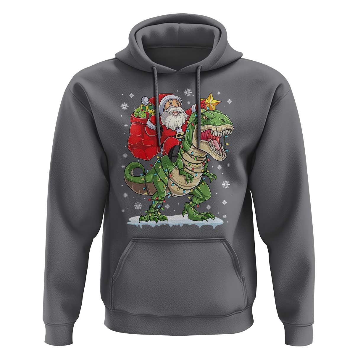 Funny Dinosaur Christmas Santa Claus Riding Dino Hoodie - Wonder Print Shop