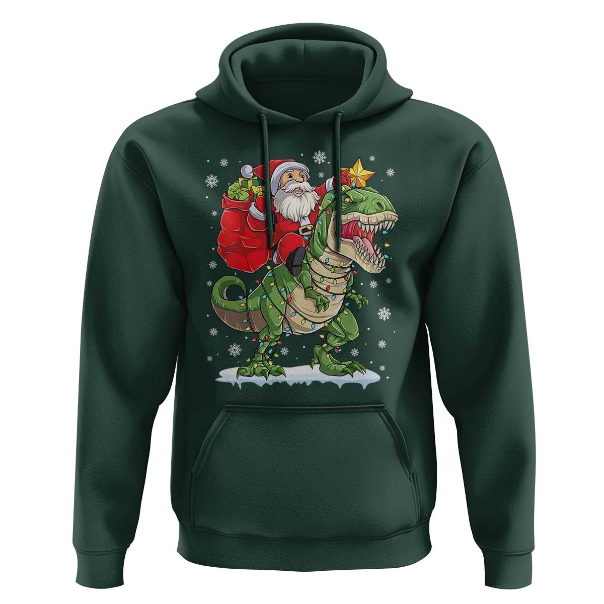 Funny Dinosaur Christmas Santa Claus Riding Dino Hoodie - Wonder Print Shop