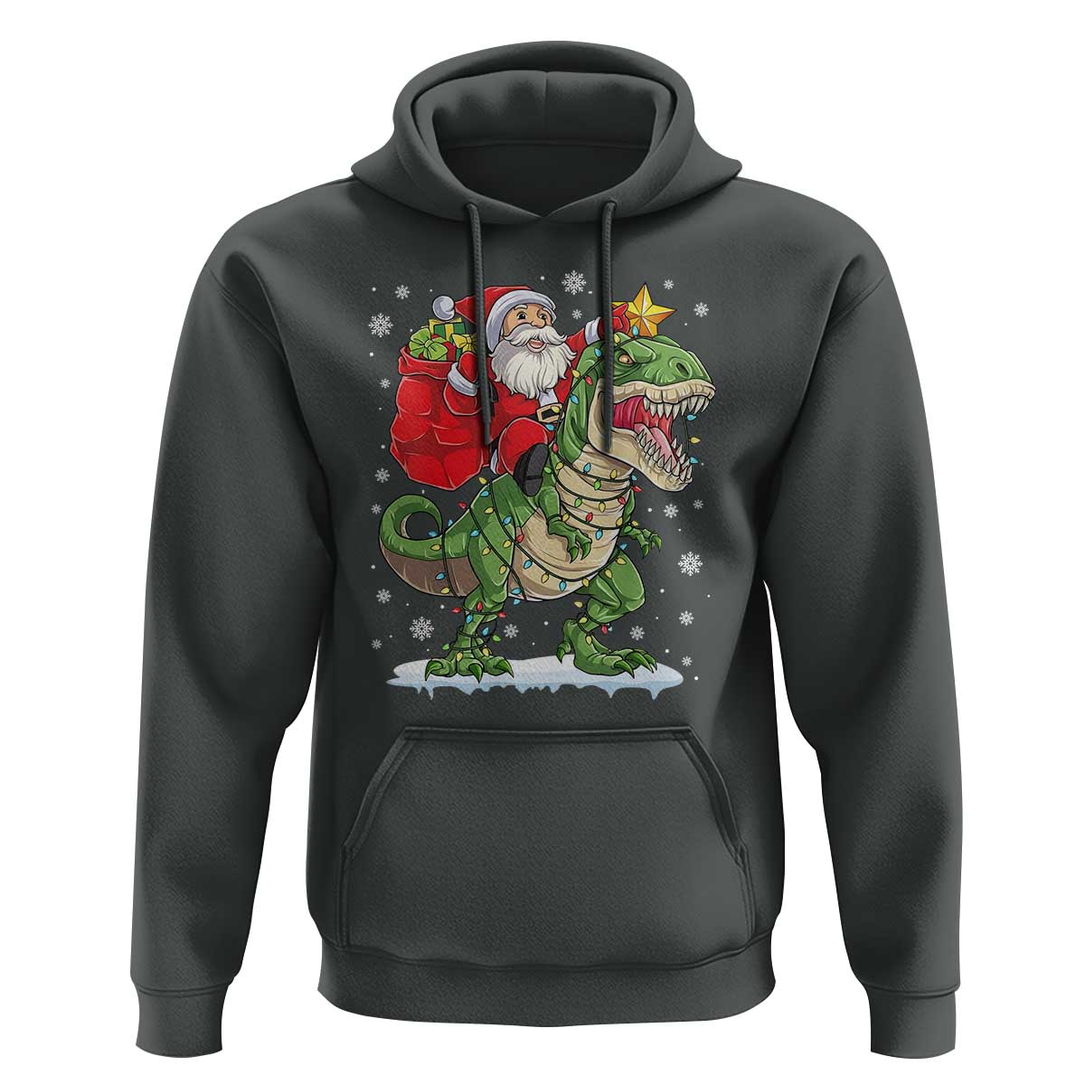 Funny Dinosaur Christmas Santa Claus Riding Dino Hoodie - Wonder Print Shop