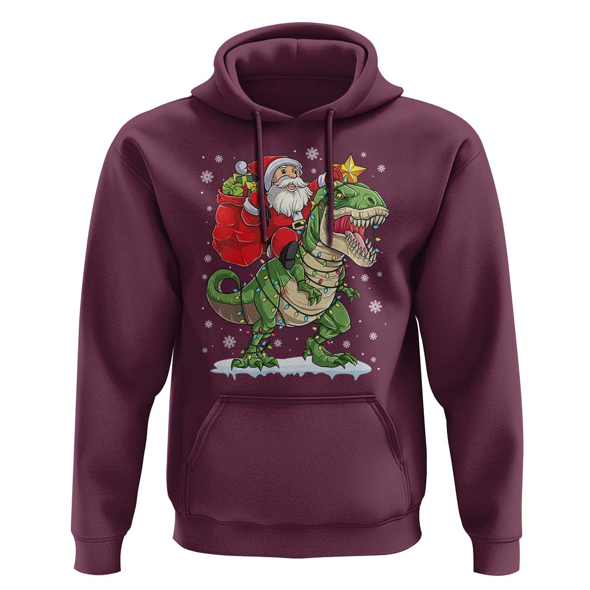 Funny Dinosaur Christmas Santa Claus Riding Dino Hoodie - Wonder Print Shop