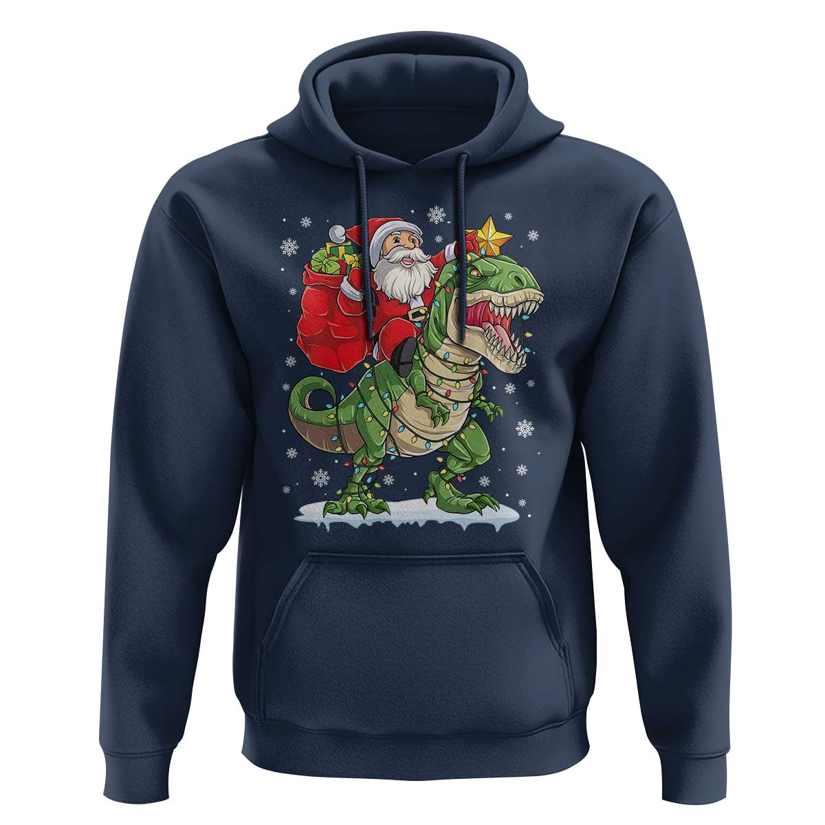 Funny Dinosaur Christmas Santa Claus Riding Dino Hoodie - Wonder Print Shop