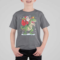 Funny Dinosaur Christmas Santa Claus Riding Dino T Shirt For Kid - Wonder Print Shop