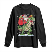Funny Dinosaur Christmas Santa Claus Riding Dino Long Sleeve Shirt - Wonder Print Shop