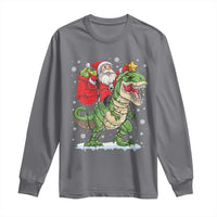 Funny Dinosaur Christmas Santa Claus Riding Dino Long Sleeve Shirt - Wonder Print Shop