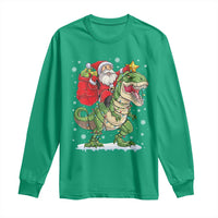 Funny Dinosaur Christmas Santa Claus Riding Dino Long Sleeve Shirt - Wonder Print Shop