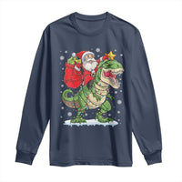 Funny Dinosaur Christmas Santa Claus Riding Dino Long Sleeve Shirt - Wonder Print Shop