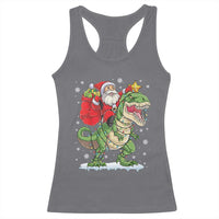 Funny Dinosaur Christmas Santa Claus Riding Dino Racerback Tank Top - Wonder Print Shop