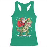 Funny Dinosaur Christmas Santa Claus Riding Dino Racerback Tank Top - Wonder Print Shop