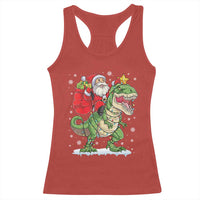 Funny Dinosaur Christmas Santa Claus Riding Dino Racerback Tank Top - Wonder Print Shop