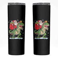 Funny Dinosaur Christmas Santa Claus Riding Dino Skinny Tumbler - Wonder Print Shop